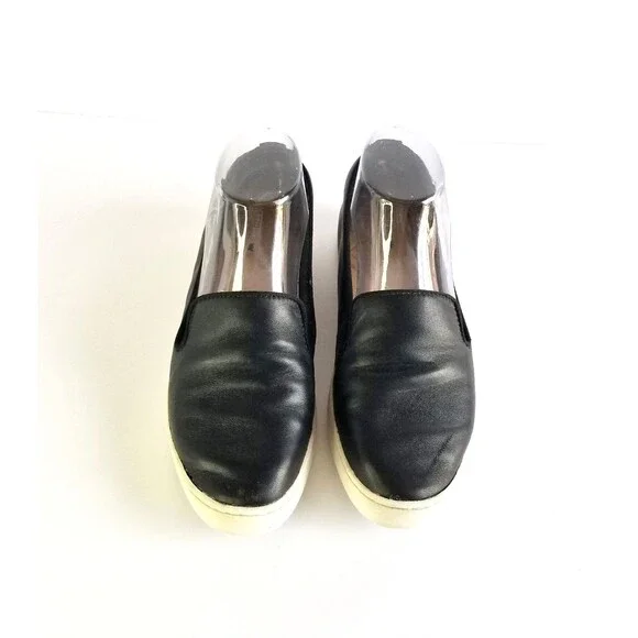 BIRDIES The Swift Black Leather Slip On Sneakers Sz 6.5 Flat White Soles - Picture 4 of 15